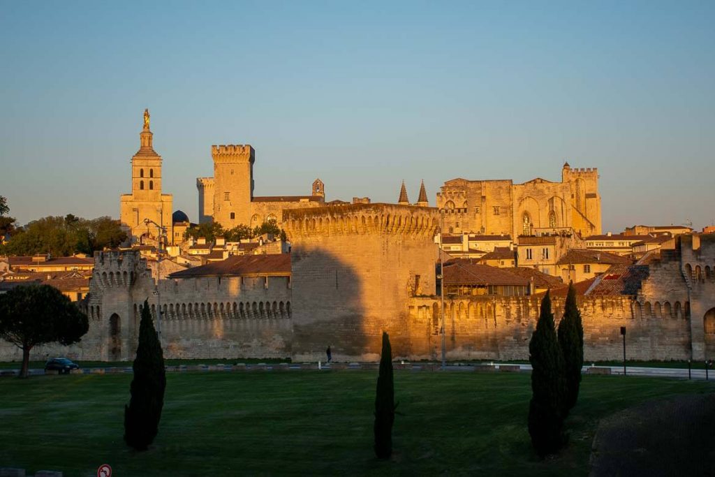 Avignon at Sunset with blue skye