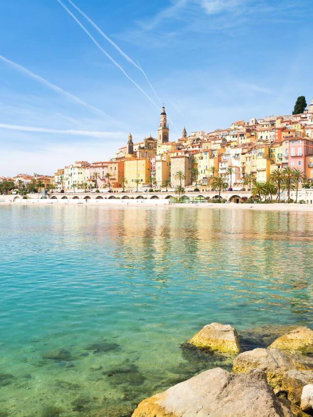 Menton seen from the coast