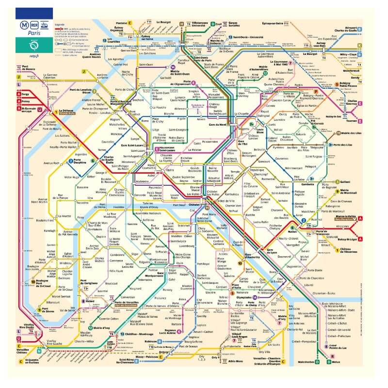 image of the Paris metro map