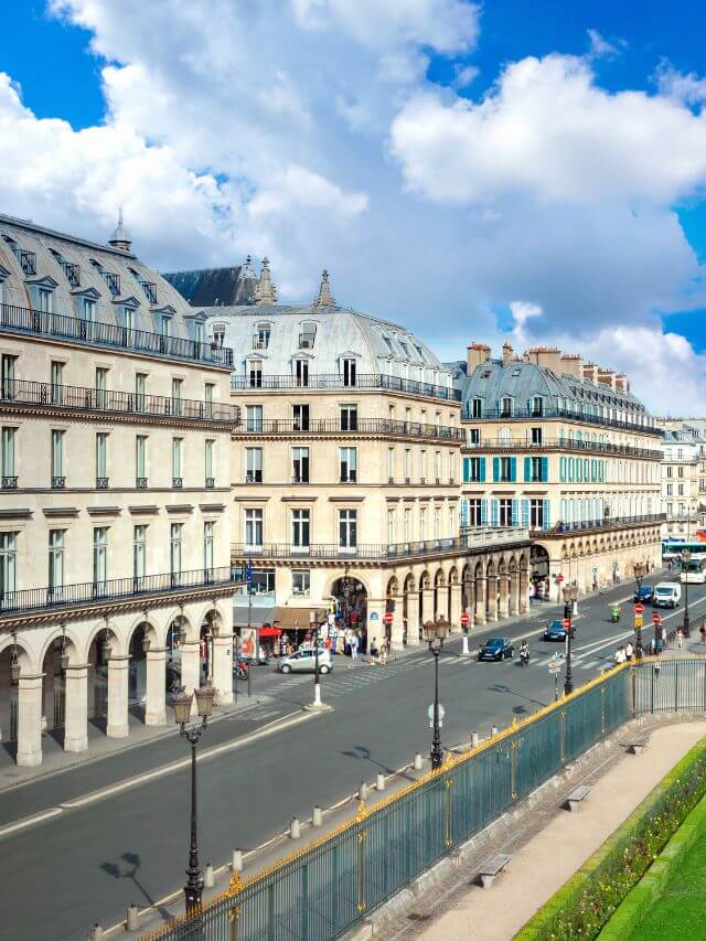 Rivoli Paris street with clouds