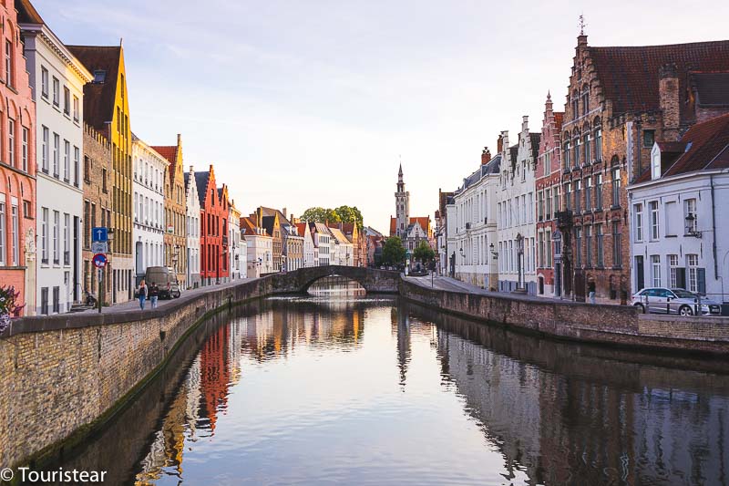 Bruges canals at sunset
