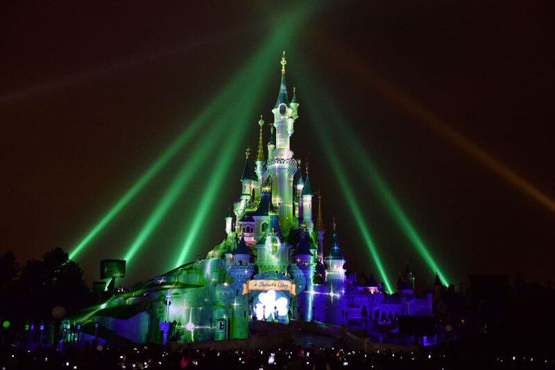 Disneyland with green lighting