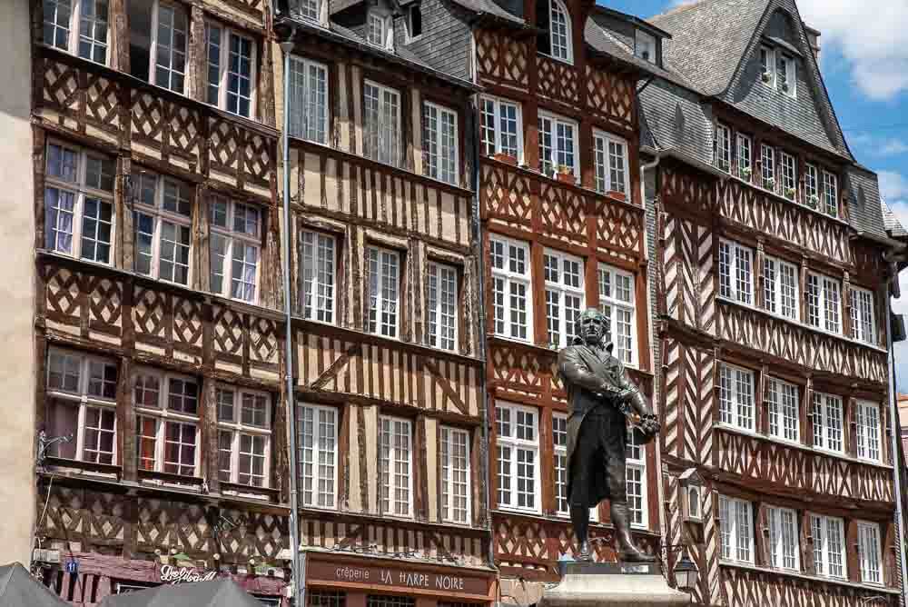 Casas con entramado de madera en centro de Rennes