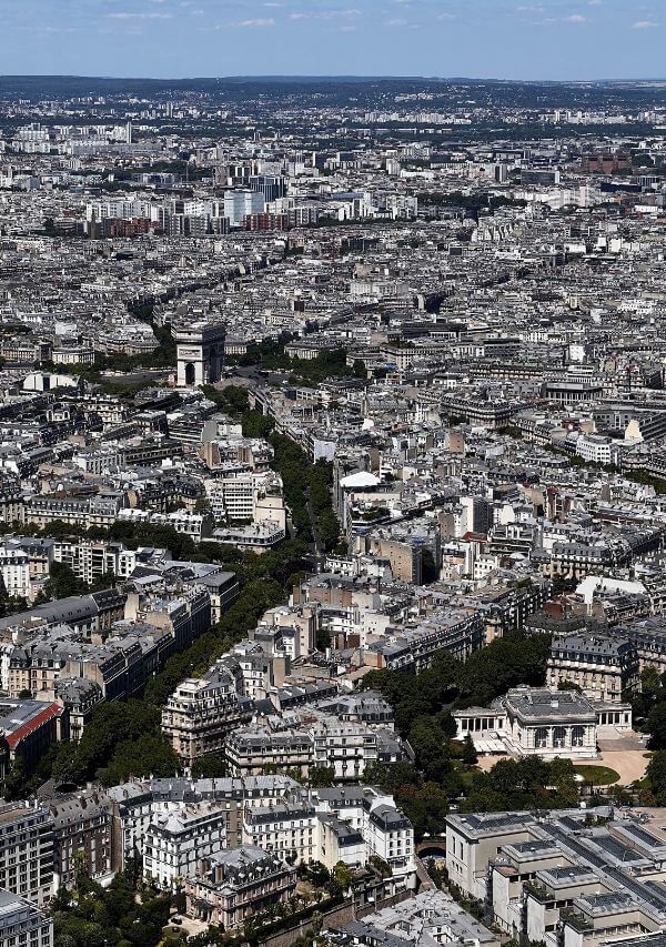 View of the Arc de Triomphe from the Eiffel Tower