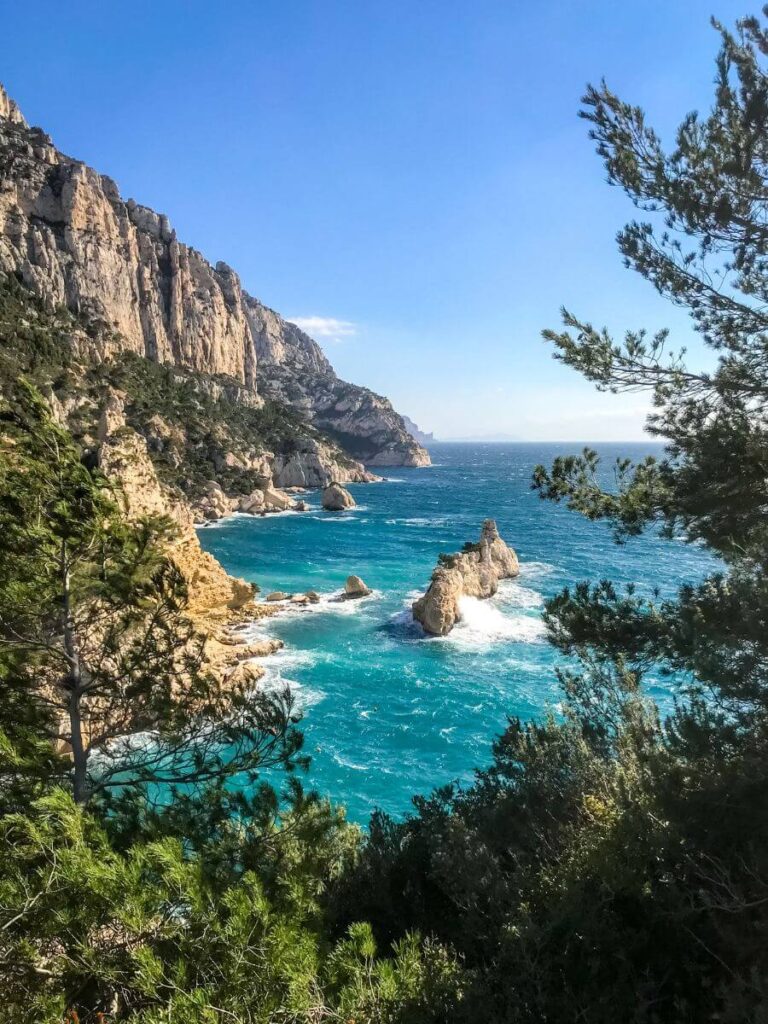 Calanques National Park cliffs and blue waters