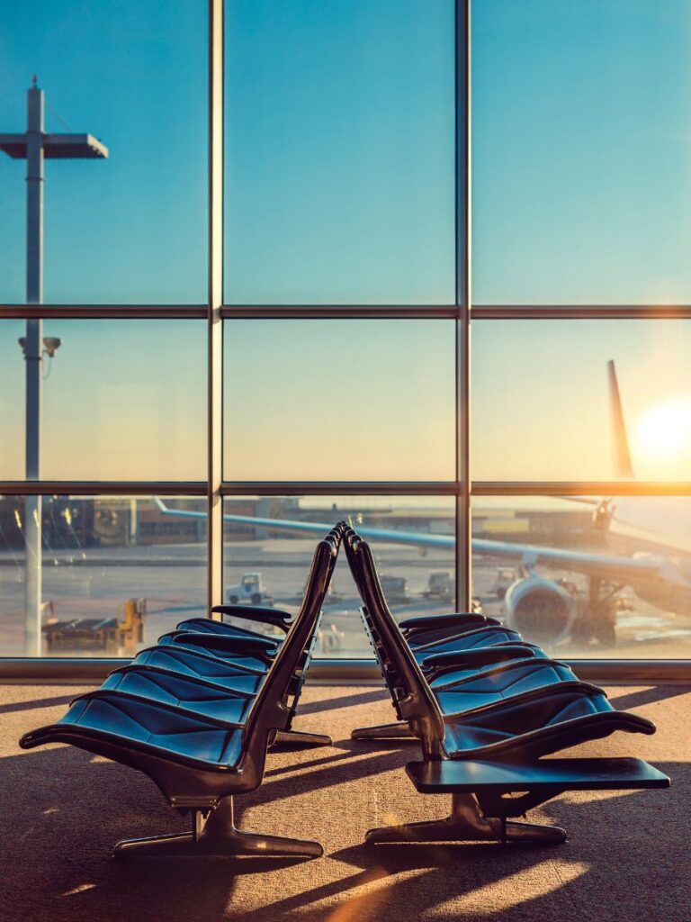 Airport Lounge with a Large Window View