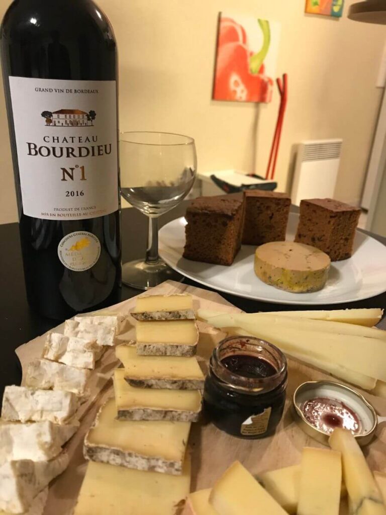 cheese, foie grass and wine